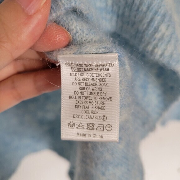 Witchery Wool Mohair Heathered Baby Blue Pullover Mock Neck Sweater Size XXS - Picture 9 of 11